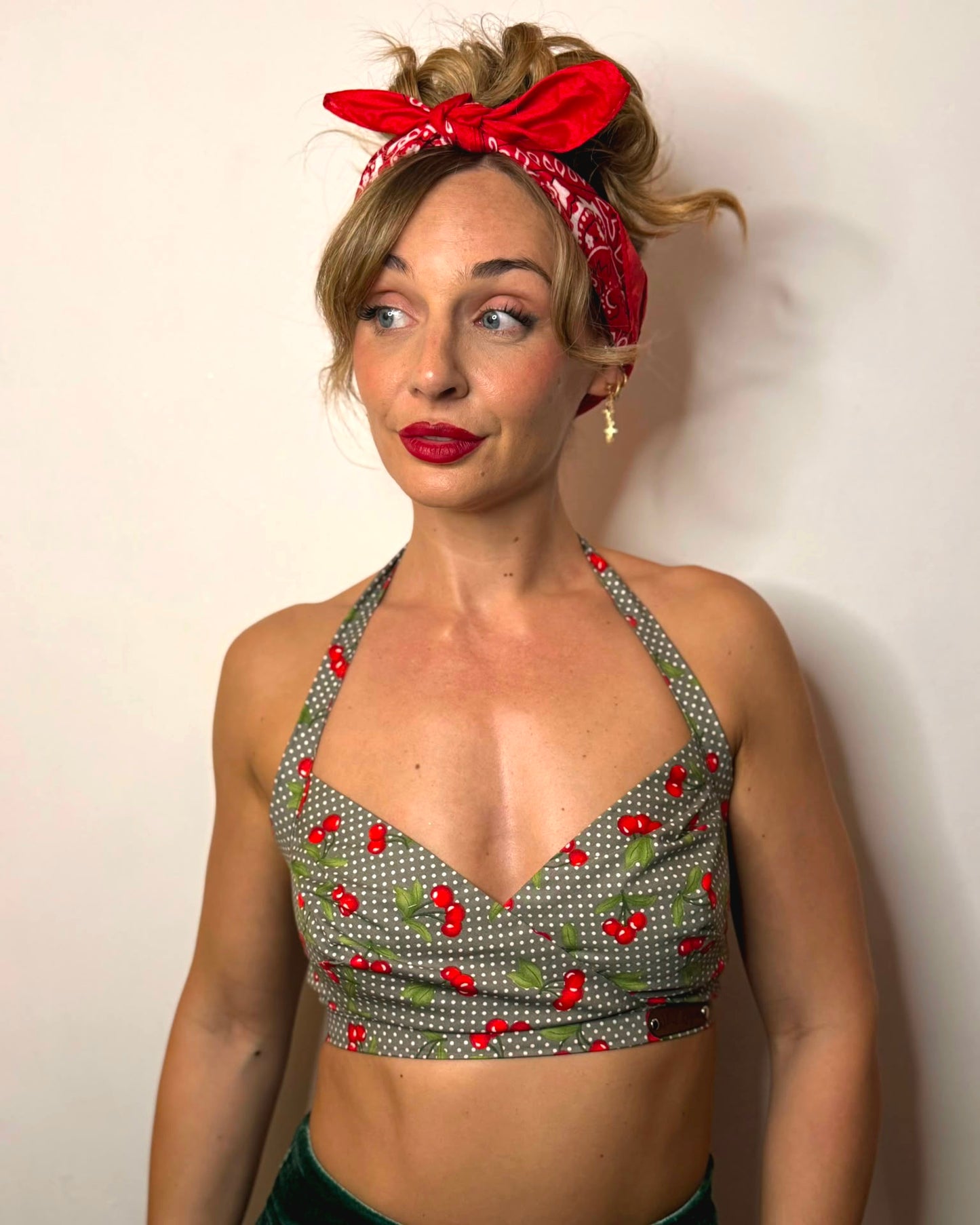 Lita Halter Crop Top - Cherry