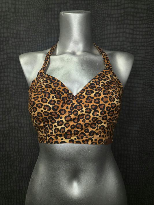Lita Halter Crop Top - Leopard