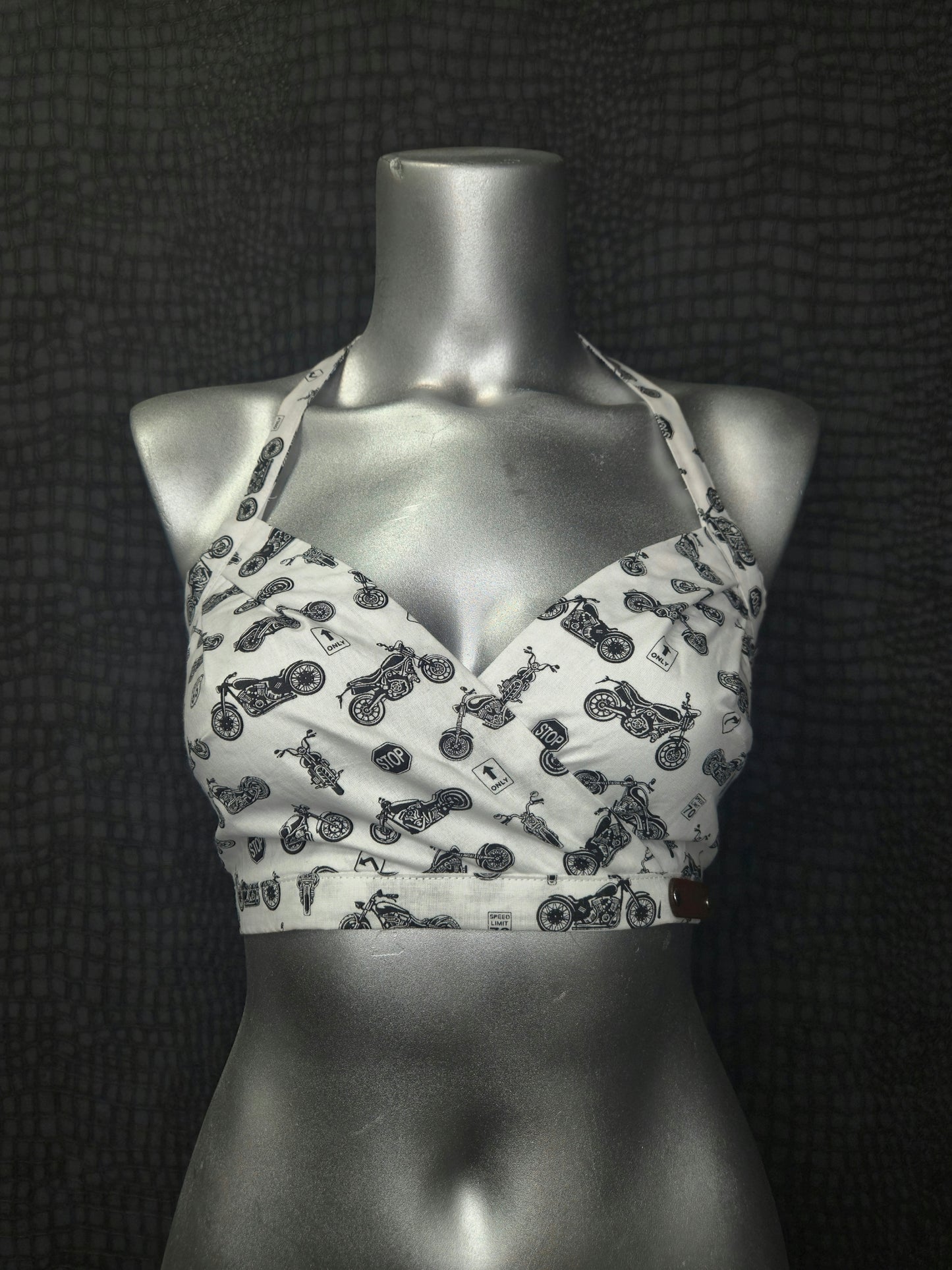 Lita Halter Crop Top - Moto Noir