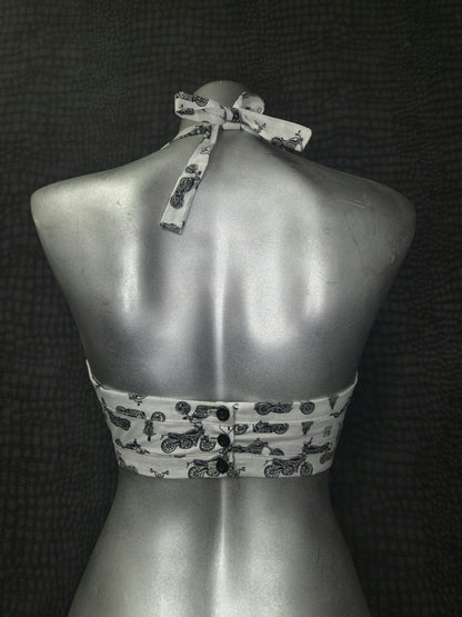 Lita Halter Crop Top - Moto Noir
