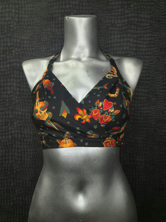 Lita Halter Crop Top - Tattoo Black