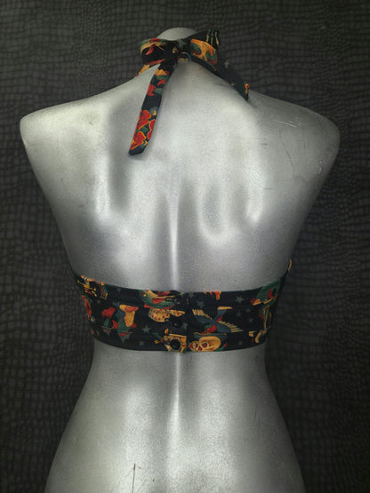 Lita Halter Crop Top - Tattoo Black