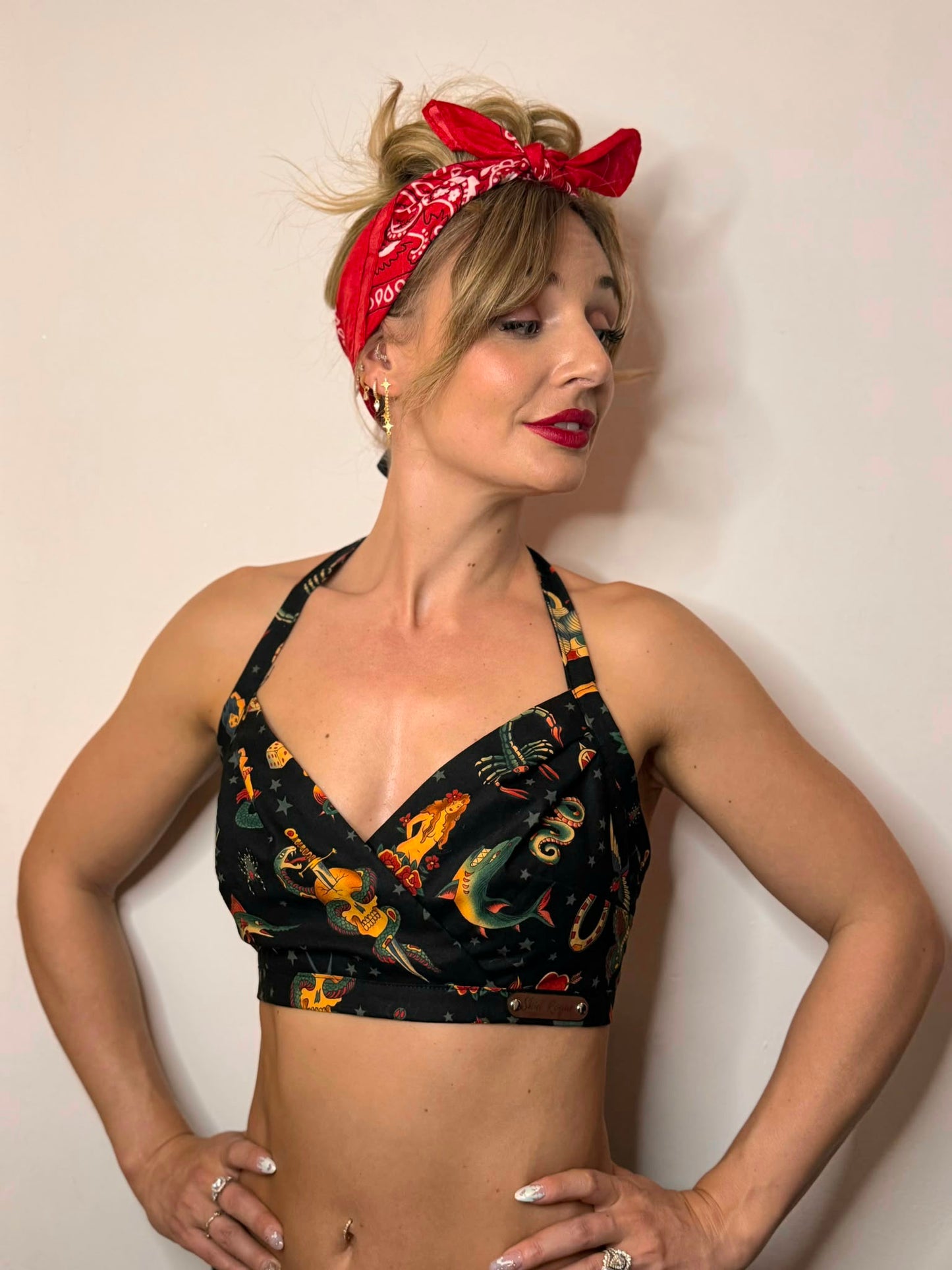 Lita Halter Crop Top - Tattoo Black