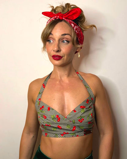Lita Halter Crop Top - Cherry