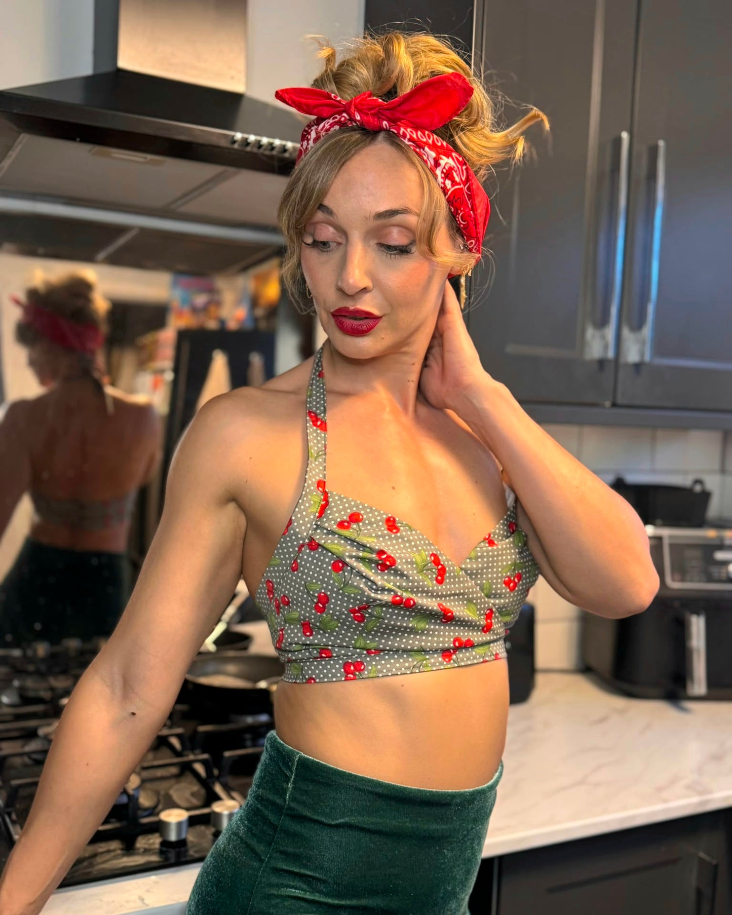 Lita Halter Crop Top - Cherry