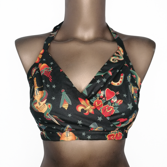 Lita Halter Crop Top - Tattoo Black