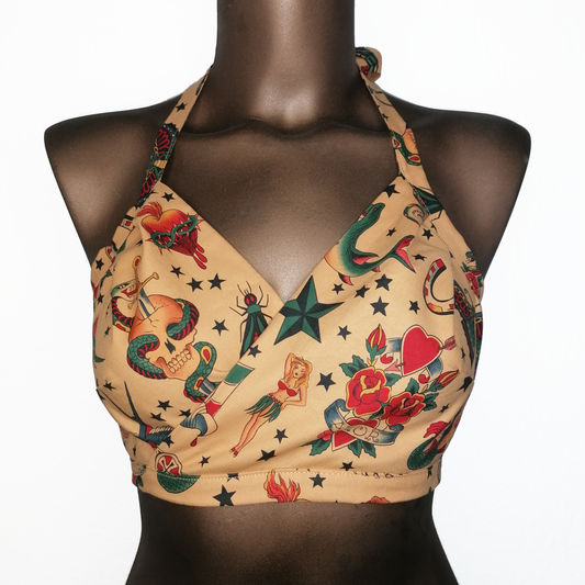 Lita Halter Crop Top - Tattoo Natural